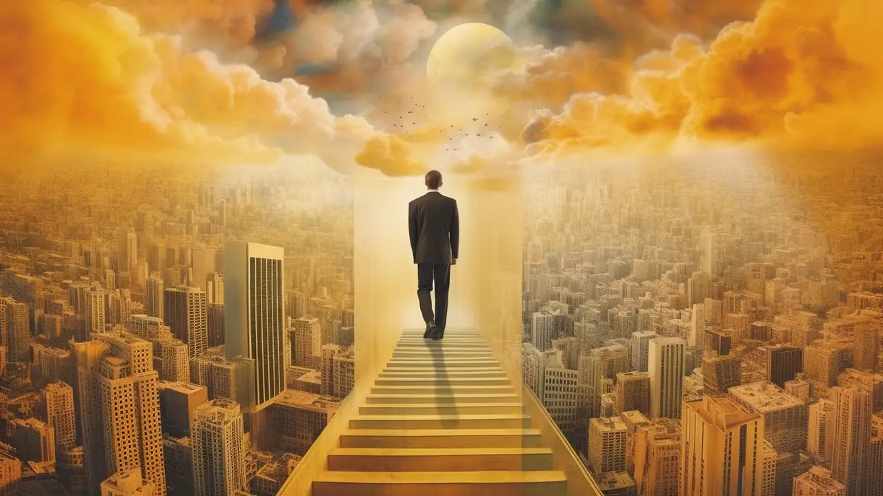 Close up on a plate of mashed potatoes, topped with baked pork chops with cream of mushroom soup, and a side of green beans.